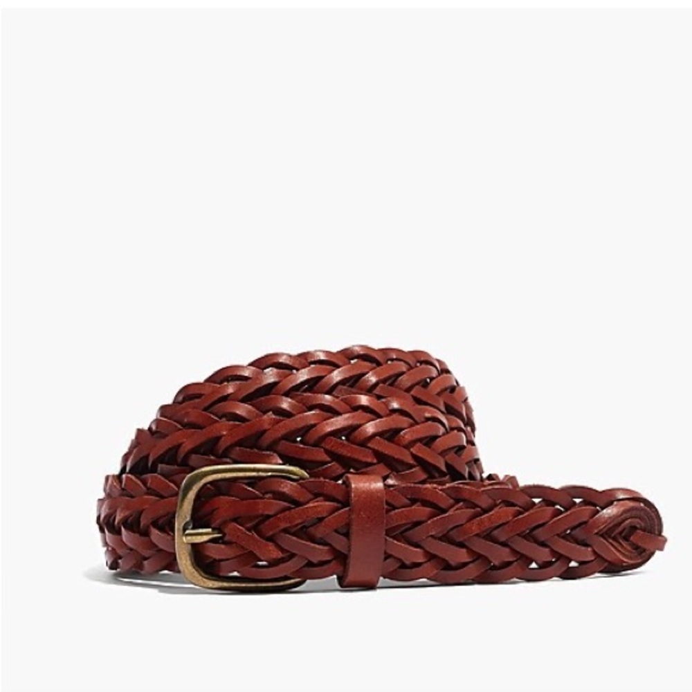 Y2K Madewell Ox Blood Red Woven Leather Belt - Picture 1 of 5